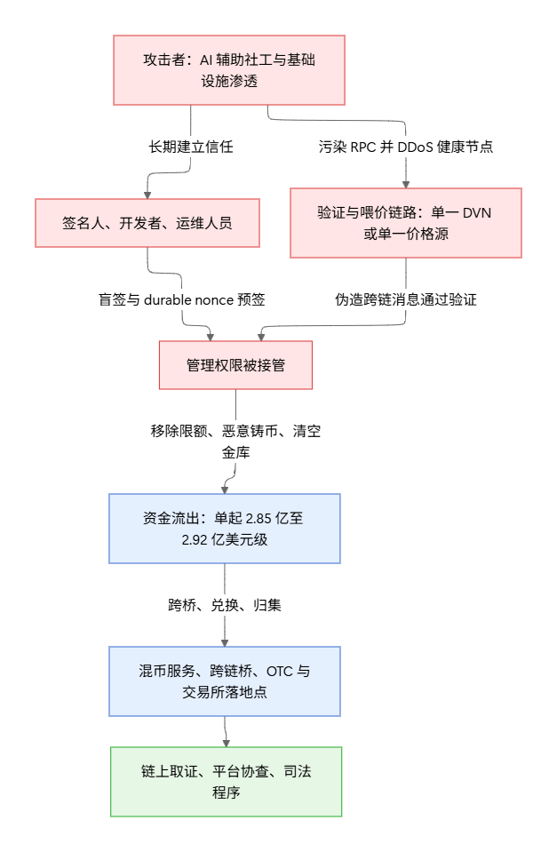 Diagram of a representative attack chain in major H1 2026 Web3 security incidents